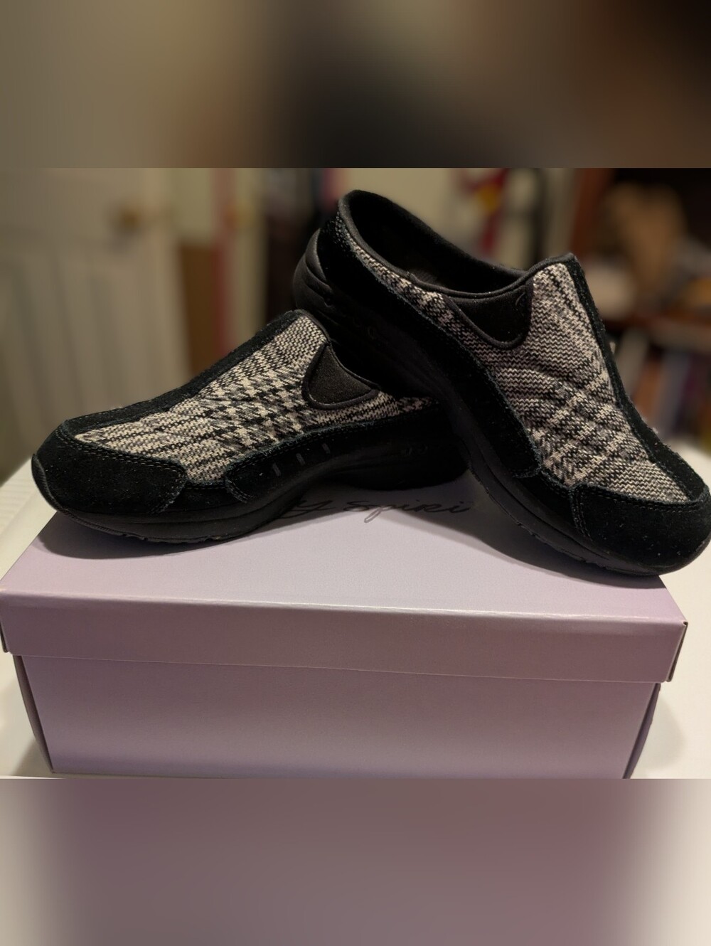 Women's Black,Gray And White Y2K Slip-On Easy Spirit Clogs/Mules